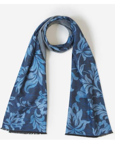 Kiton Floral Silk Scarf - Blue