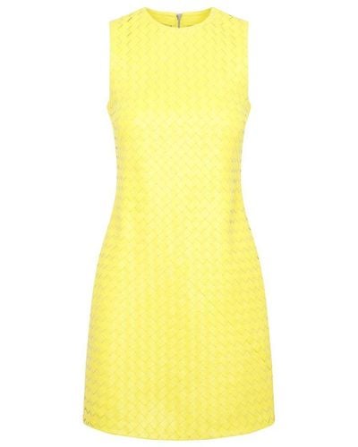 Bottega Veneta Intrecciato Leather Dress - Yellow