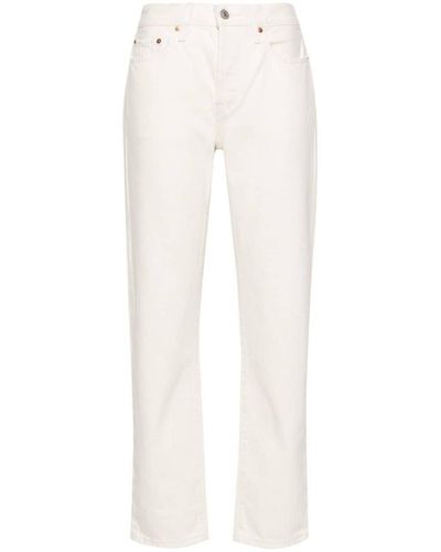 Levi's High-Waisted Cotton Crop 501 Jeans - White