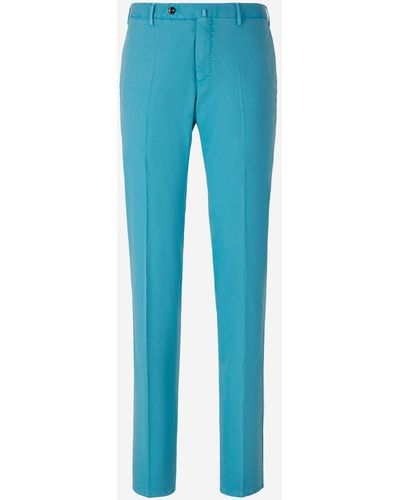 PT01 Slim-fit Cotton Pants - Blue
