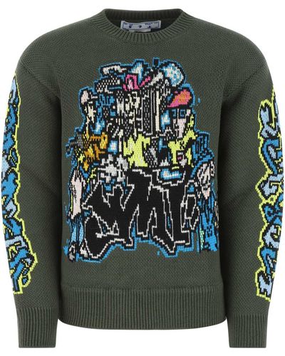 Off white trui groen new arrivals