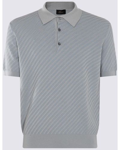 Brioni Light Blue Cotton-silk Blend Polo Shirt - Gray