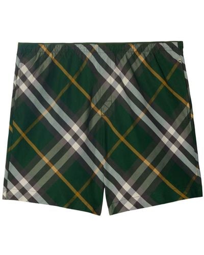 Burberry Men Check Swim Shorts - Green