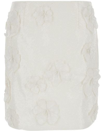 ROTATE BIRGER CHRISTENSEN Mini Skirt With Flowers And Sequins - White