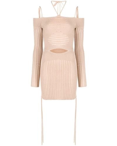 ANDREADAMO Knit Ribbed Mini Dress - Natural