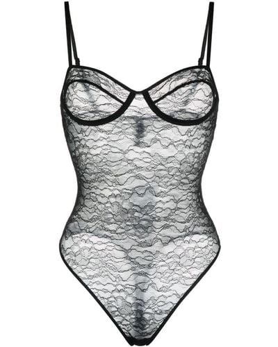 Anine Bing Floral-lace Semi-sheer Body - Gray