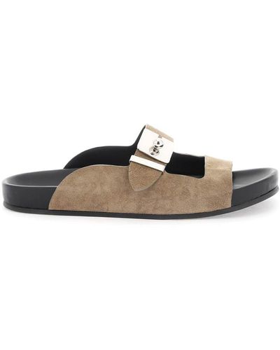 Lanvin Suede Leather Slides For - White