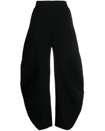 Alaïa Round Wool Blend Trousers - Black