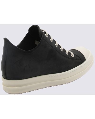 Rick Owens Black And Milk Leather Trainers
