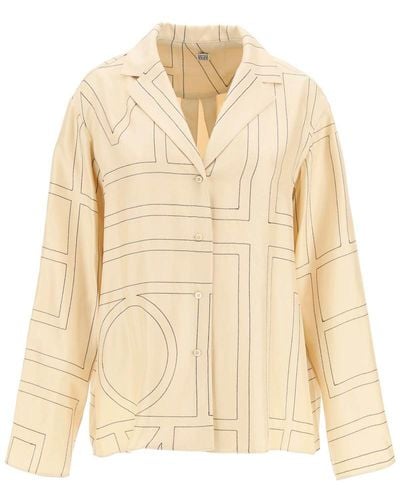 Totême Monogram Silk Twill Pajama Shirt - Natural