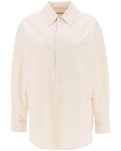 Lemaire Oversized Shirt In Poplin - White