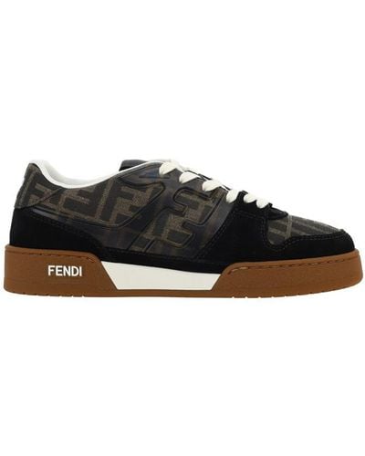 Fendi Match Suede & Jacquard Low-top Sneakers - Black