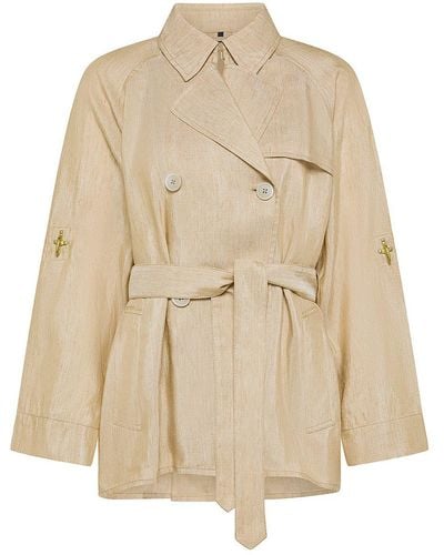 Fay Short Double-breasted Cotton Twill Trench Coat - Natural