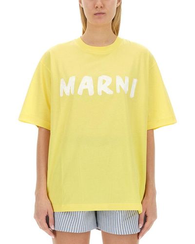 Marni T-shirt With Logo - Yellow
