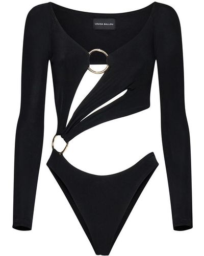 Louisa Ballou Long Sleeve Cut-Out Bodysuit - Black