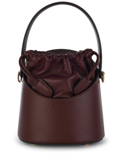 Etro Bordeaux Leather Saturno Bucket Bag - Purple