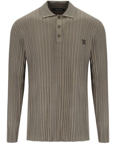 Daily Paper Rashiem Brown Long Sleeve Poloshirt - Grey