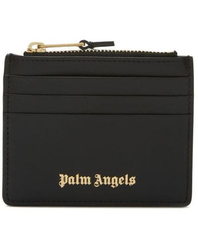 Palm Angels Monogram-print Leather Card Holder - Black