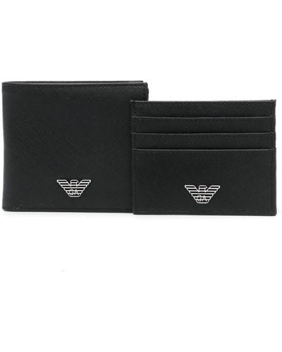 Emporio Armani Leather Wallet And Card Case Set - Black