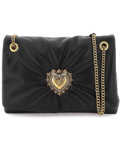 Dolce & Gabbana Devotion Large Shoulder Bag In Nappa Leather - Black