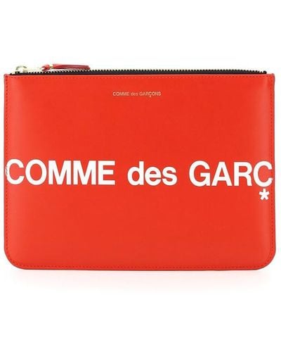 Comme des Garçons Leather Pouch With Logo - Red