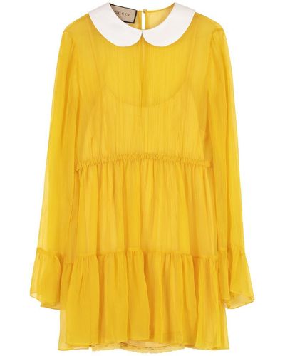 Gucci Ruffled Chiffon Dress - Yellow