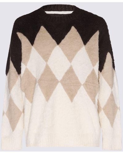 Sacai Acai Cotton Check Sweater - Natural