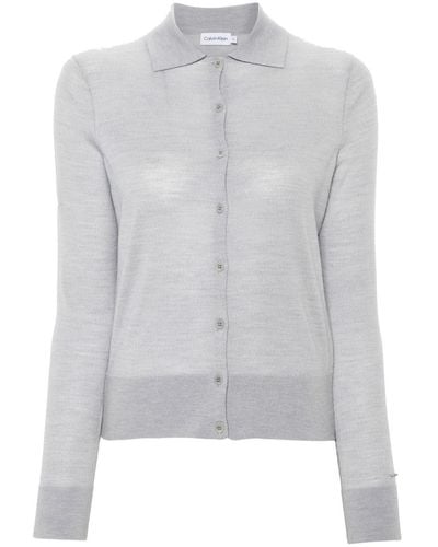 Calvin Klein Merino Wool Button Cardi Clothing - Grey
