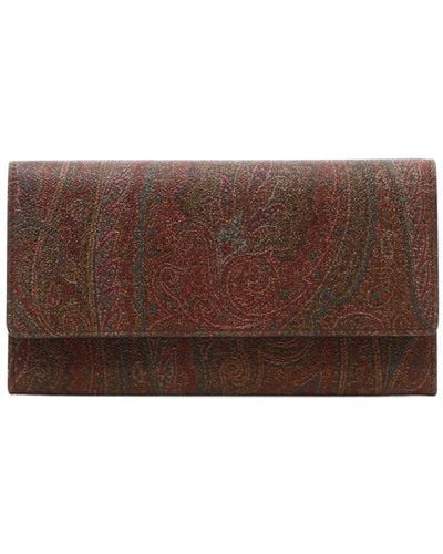Etro Paisley Wallet With Strap - Brown