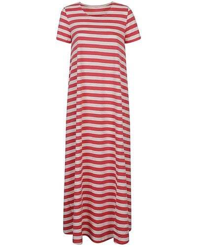 Apuntob Striped Cotton Long Dress - Red