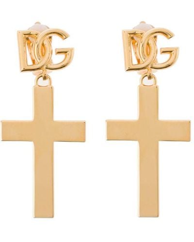 Dolce & Gabbana Cross Logo Earrings - White