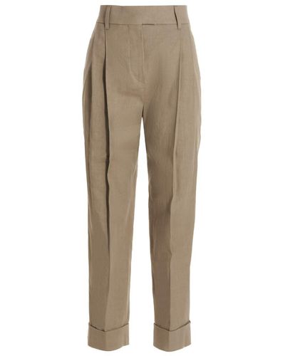 Brunello Cucinelli Linen Blend Trousers - Natural