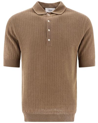 Lardini Ribbed Polo Shirt - Brown