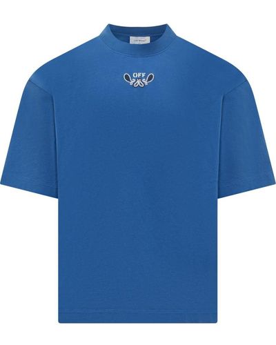 Off-White c/o Virgil Abloh Off- Logo Cotton T-Shirt - Blue