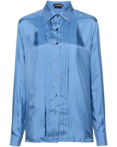 Tom Ford Pleated Shirt - Blue