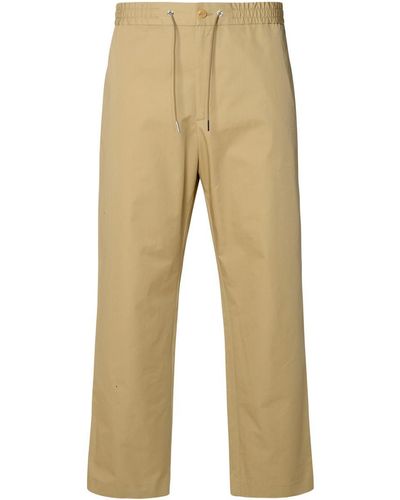 Moncler Beige Cotton Trousers - Natural