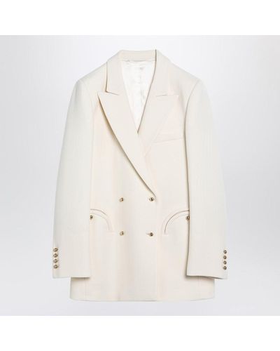 Blazé Milano Cream Double-breasted Jacket In - White