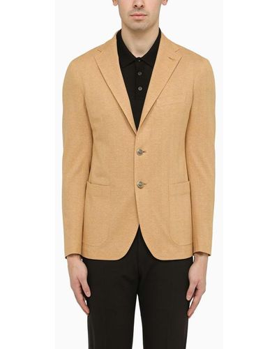 Tagliatore Single Breasted Beige Cotton Jacket - Natural