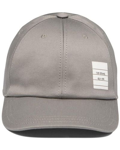 Thom Browne Baseball Cap With Logo Patch - Gray
