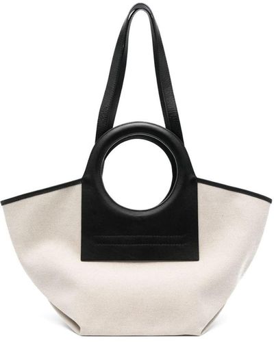 Hereu Cala Small Leather-trimmed Canvas Tote Bag - Black