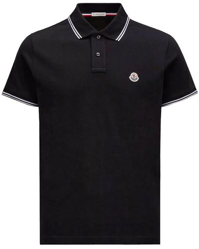 Moncler Piquet Cotton Polo Shirt - Black