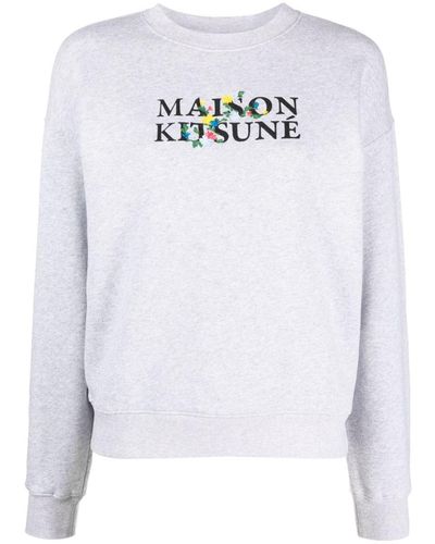 Maison Kitsuné Logo-print Cotton Sweatshirt - White