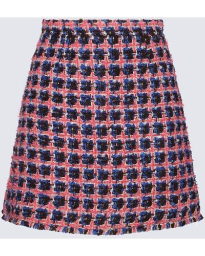 Etro Pink Wool And Mohair Blend Boucle' Mini Skirt - Blue