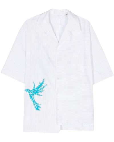 Lanvin Leaf Short Sleeve Asymmetric Shirt - White