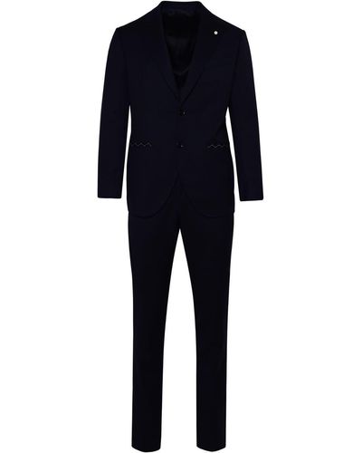 Luigi Bianchi Manthau Suit In Blue Wool