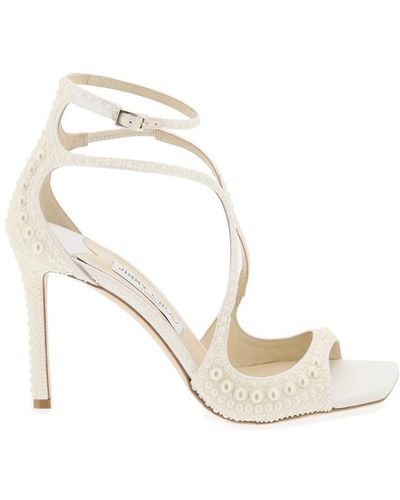 Jimmy Choo Azia 95 Sandals With Pearls - White