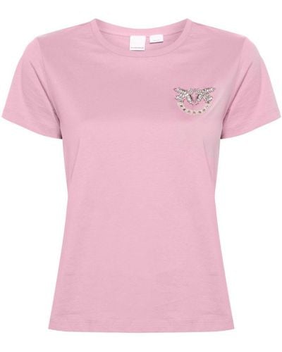 Pinko Rhinestone Logo T-shirt - Pink