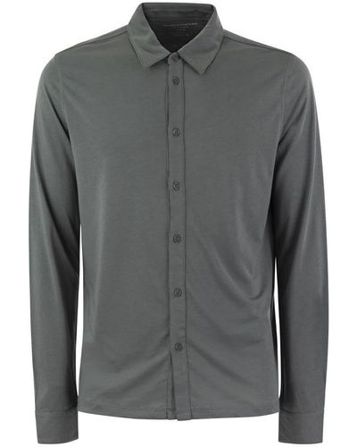 Majestic Filatures Long-sleeved Shirt In Lyocell And Cotton - Gray