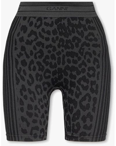 Ganni Seamless Jacquard Shorts - Black