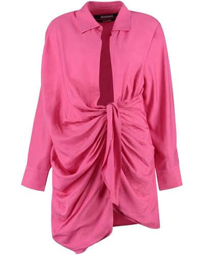 Jacquemus Bahia Asymmetric Mini Dress - Pink